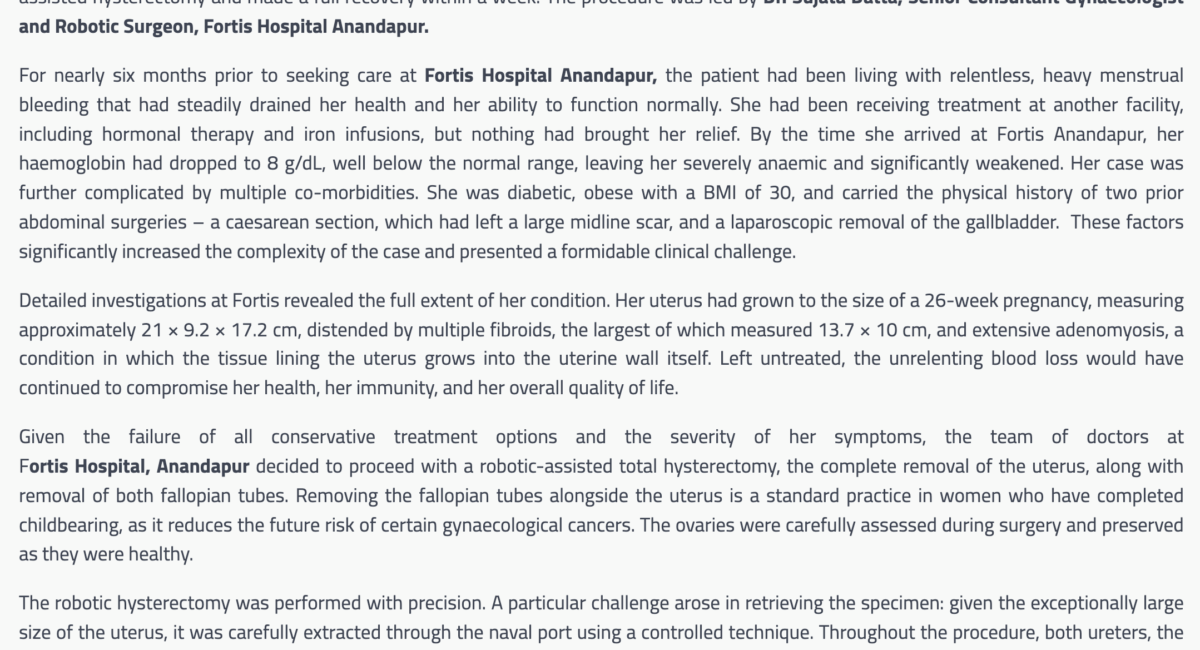 Dr Sujata Datta - Fibroids Treatment Kolkata